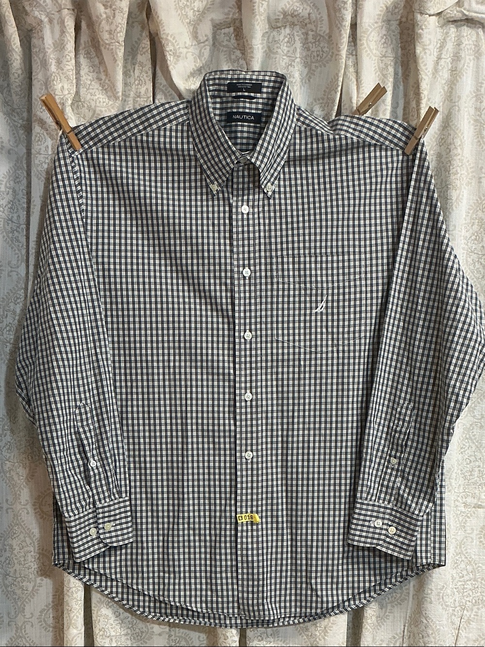 Nautica Men's Blue & White Checked Button-Down Shirt
